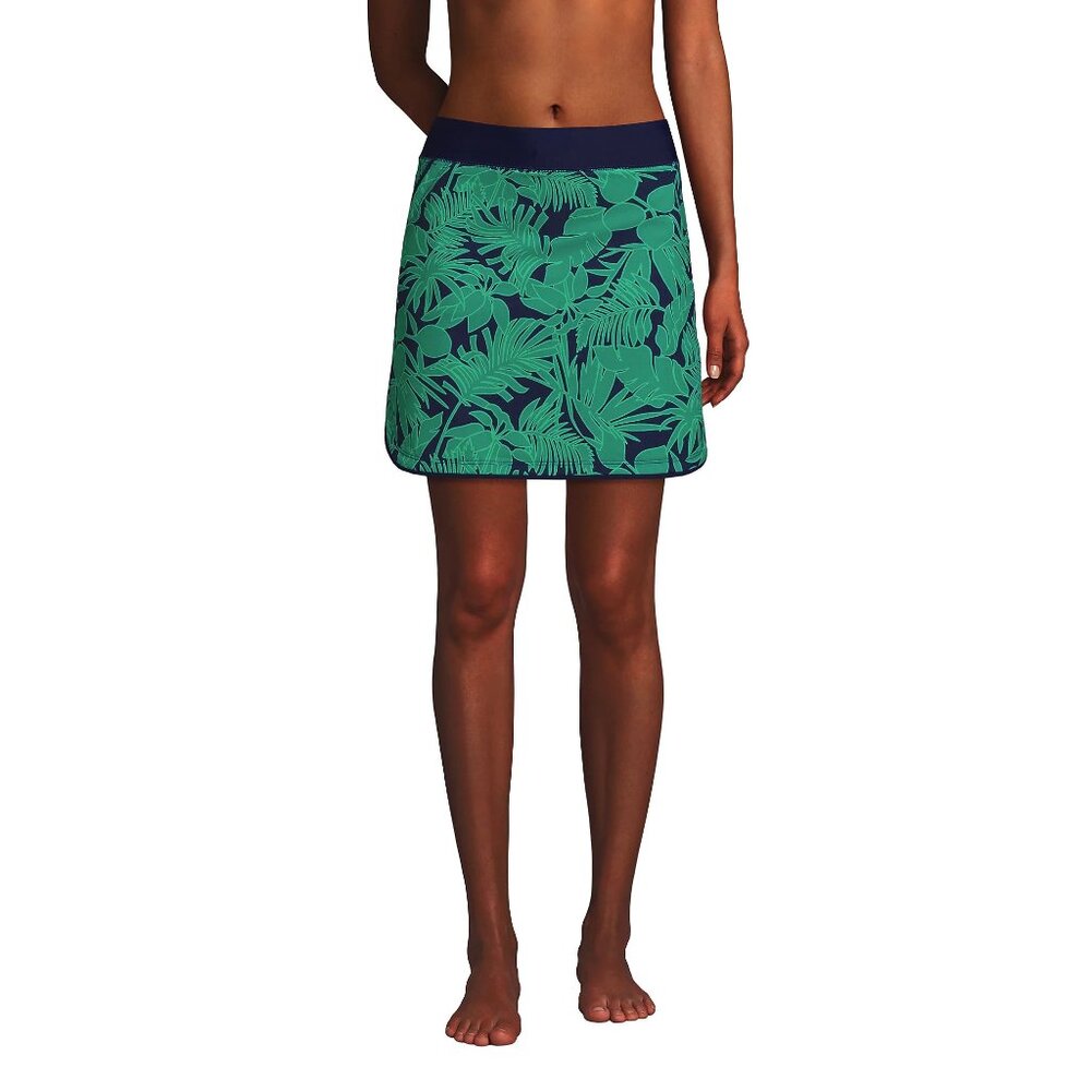 Lands' End Women's 4 Elastic Waist Quick Dry Active Board Skort Swim Skirt Navy/ - Picture 11 of 11